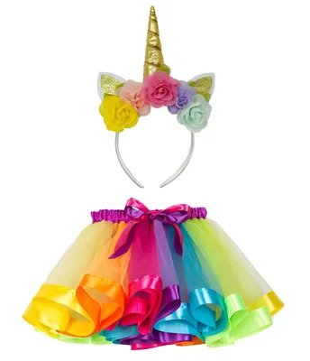 Produktbild von Karnevalsset mit Rock und Stirnband – Regenbogen-Einhorn