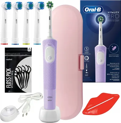 Produktbild von Elektrický zubní kartáček Oral-B Vitality Pro D103 Lilac Violet + 4 náhradní hlavice + růžové pouzdro