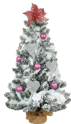 Produktbild von Geschmückter künstlicher Weihnachtsbaum PERLENHERZ 60 cm mit LED-BELEUCHTUNG IM TOPF