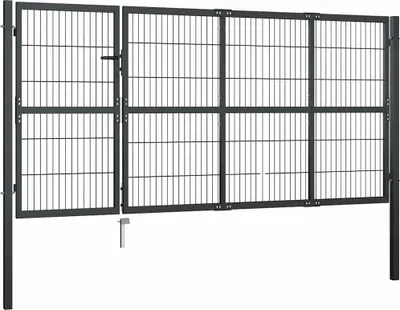 Obrázok produktu pre vidaXL Záhradná brána so stĺpikmi oceľová 350 x 120 cm antracitová