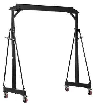 Produktbild von SucceBuy Mobiler Portalkran mit 1995,81 kg Tragkraft, Höhenverstellbarer Ladekran aus Stahl (251-371 cm), Stabiler Werkstattkran mit 360° Lenkrollen und Bremsen, Kran für Lager, Werkstatt und Baustelle