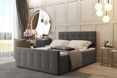 Produktbild von Boxspringbett Schlafzimmerbett CARLOS 180x200cm Stoff Soro Taupe inkl.Bettkasten
