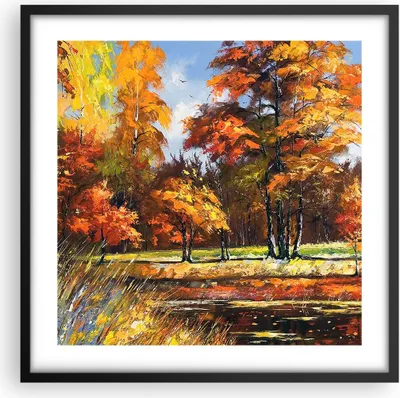 Produktbild von Gerahmtes Poster - Schwarzer Rahmen - Park Herbst Wasser - 50x50 cm - Wand Bild - Wanddeko - Wandbilder - Kunstposter - Wandposter - Bilderrahmen - Bilder - Kunstdruck - Wandbild - P2BAC50x50-3536