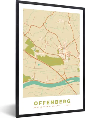 Produktbild von MuchoWow® Gerahmtes Poster Jahrgang - Stadtplan - Offenberg - Karte 20x30 cm - Poster mit Schwarzem Bilderrahmen Wandposter Rahmen Foto Bilder - Drucken - Bilder Poster im Rahmen