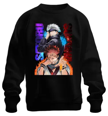 Immagine prodotto di Jujutsu Kaisen Gojo Satoru Sukuna Fiamme Benda sugli occhi Felpa unisex, Nero, XL