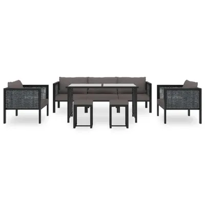 Immagine prodotto di set 8 pezzi da giardino con cuscini in poly rattan antracite