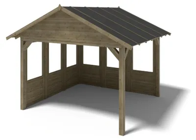Immagine prodotto di Gazebo da giardino in legno pergola 4.04x4.04 m con pannelli - Impregnata