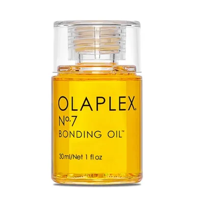 A product shot of Olaplex No. 7 Bonding Oil.