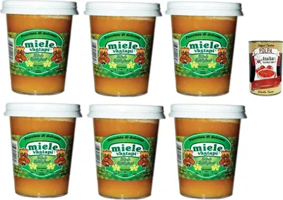 Produktbild von Vastapi, Miele grezzo, Miele Millefiori, Roher Honig, Raw honey, 6x 500g + Italian Gourmet polpa 400g