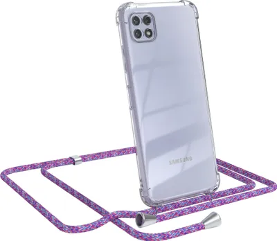 Produktbild von EAZY CASE Handykette kompatibel mit Samsung Galaxy A22 5G, Handyhülle mit Umhängeband, Handykordel, Schutzhülle Clear, Band in Bunt