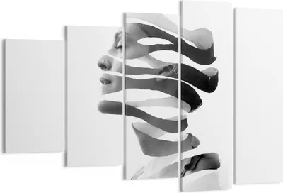 Produktbild von Bild auf Leinwand - Leinwandbild - 5 Teile - Frau Surrealismus Monochrom - 150x100cm - Wand Bild - Wanddeko - Wandbilder - Leinwanddruck - Bilder - Wanddekoration - Leinwand bilder - EG150x100-4430