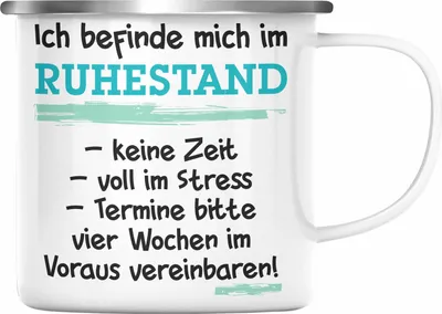 Produktbild von Trendation - Ruhestand Emaille Tasse Geschenk Rentner Geschenkidee Rentnerin Spruch Mann Frau (Silber)