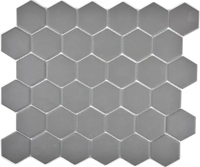 Produktbild von Mosaikfliese Keramik Hexagon dunkelgrau unglasiert MOS11B-0213-R10