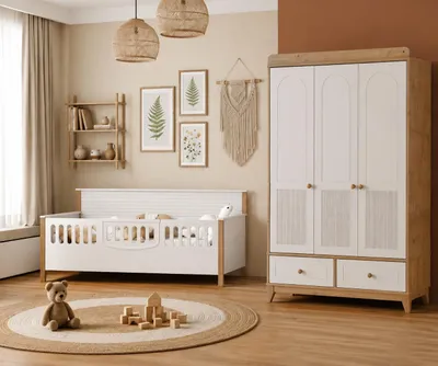 Produktbild von Skandinavisches Kinderzimmer Set mit Kinderbett und Kleiderschrank