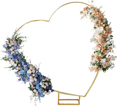 Immagine prodotto di Arco decorativo a forma di cuore - Supporto/struttura metallica per sfondi - Altezza 200 cm - Ideale per matrimoni, compleanni, feste - Colore oro