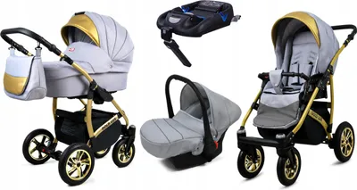 Produktbild von BabyLux® Gold Lux | 4in1 Kinderwagen Set | Silver | Kombikinderwagen | Kinderwagenset | Isofix-B