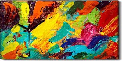 Produktbild von Wohnzimmer-Bild Leinwand Uhr Geräuschlos 60x30 Ölgemälde Abstrakte Kunst - schwarze Hände