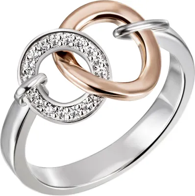Produktbild von Gr. 60 Damen Ring 925 Sterling Silber bicolor vergoldet 18 Zirkonia