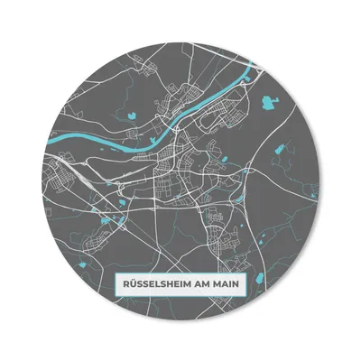 Produktbild von MuchoWow® Mauspad Mousepad Stadtplan - Karte - Rüsselsheim am Main - Blau - Deutschland - Karte 20x20 cm - Mousepads - Maus Mat - Pad - Mausunterlage - Schreibtischmatte