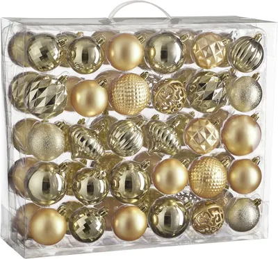 Image de Mica Decorations Set de boules de Noël - 60 pièces - Ø7 cm - Résistant à la casse - Champagne