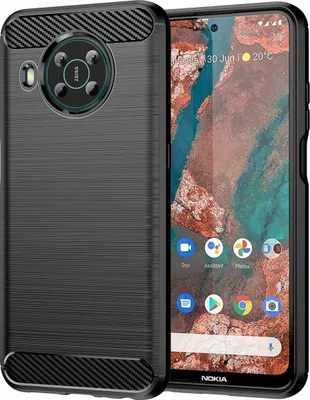Produktbild von Silikon Hülle Bumper Carbon kompatibel mit NOKIA G60 Case TPU Soft Handyhülle Cover Schutzhülle Schwarz