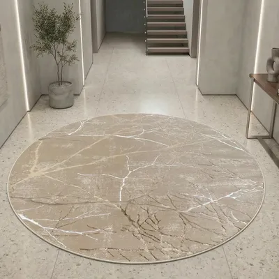 Produktbild von Designer Teppich mit abstraktem glänzenden Ästemuster beige Größe - 200 cm Rund