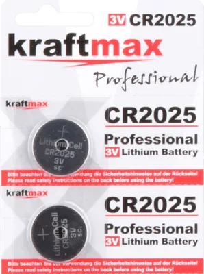 Produktbild von Kraftmax 2er Pack CR2025 Lithium Hochleistungs- Batterie / 3V CR 2025 Knopfzelle für professionelle Anwendungen - Neuste Generation