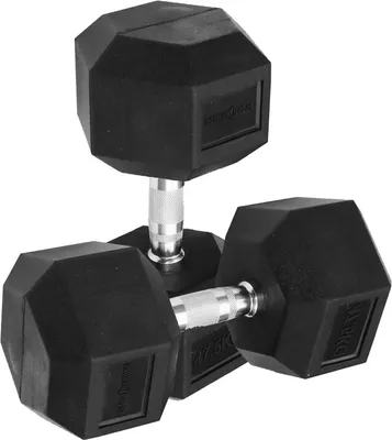 Produktbild von Sporttrend 24® Hexagon Hantel 1-50KG, Paar, verchromter Griff | sechseckige Kurzhantel, rutschfeste Kompakthantel, gummierte Hex Hanteln (2x47,5KG)