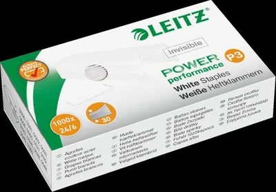 Produktbild von Leitz Power Performance P3, Klammerpack, 24/6, 6 mm, 1000 Heftklammern, 24/6, Weiß