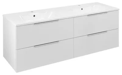 Produktbild von Sapho CIRASA Waschbeckenunterschrank mit Doppelwaschbecken 141x54x46cm, Weiß Glanz