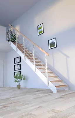 Obrázek produktu pro Schodiště Pertura Libra Lepené dřevo buk bez podstupnic bílá rovné 87 cm 16/17