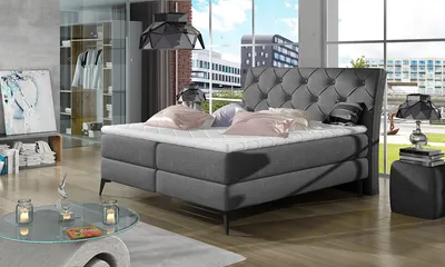 Produktbild von NABBI Gepolstert Doppelbett mit Stauraum Latium 180 - grau