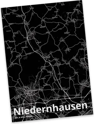 Produktbild von Mr. & Mrs. Panda Postkarte Niedernhausen - Geschenk, einzelkarte, Fotokarte, Postkarten, bildkarte, Stadt Dorf Karte Landkarte Map Stadtplan, Grußkarte