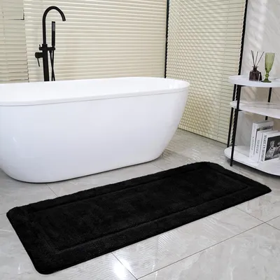 Produktbild von Badematte 60x150 cm, rutschfeste hochflorige Mikrofaser, waschbar, für Badezimmer