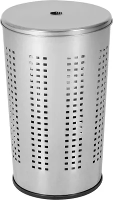 Produktbild von Wäschekorb aus verchromtem Material, 35 x 35 x 58 cm, 50 Liter, durch neutrales Design auch als Abfalleimer nutzbar