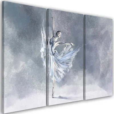 Immagine prodotto di Trittico su tela Pirouette della ballerina 150x100 cm Feeby Murale viola pronto per essere appeso