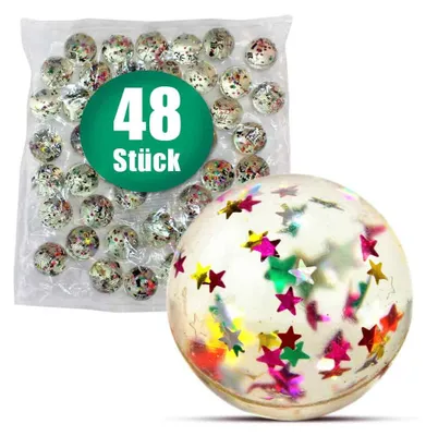 Produktbild von 48 Stück Flummi 30 mm mit glänzenden Sternen