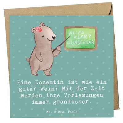 Produktbild von Mr. & Mrs. Panda Klappkarte Dozentin Genuss - Meeresbrise - Geschenk, Grußkarte, Glückwunschkarte, Vorlesungen, anlasskarte, Beruf, Anerkennung, Handgefertigt, faltkarte