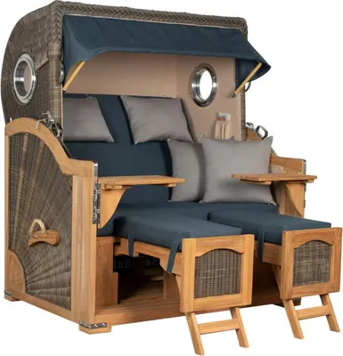 Produktbild von Strandkorb Rantum Grande Bullauge Teak PE Grey Dessin 593