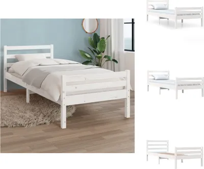 Produktbild von vidaXL Massivholzbett Weiß 100x200 cm -  Betten & Bettgestelle
