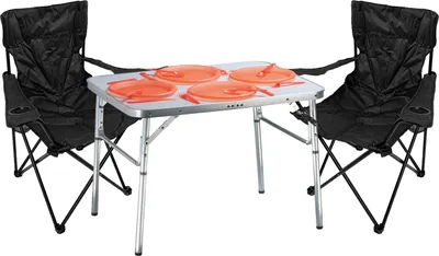 Mojawo 3-teiliges Campingmöbel Set Alu Tragegriff Campingtisch + 2 Anglersessel