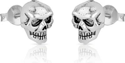 Produktbild von Paar Totenkopf Ohrstecker 9x7mm Gothic Skull 925 Sterling Silber Ketisch 4370