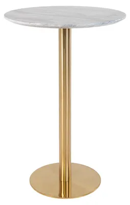 Produktbild von Bartisch Bolzano mit Marmor-Effekt-Platte und Messing-Basis, ø70×105 cm