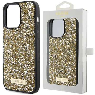 Produktbild von Guess Strassstein Metall Logo Etui Für Iphone 15 Pro Max - Gelb