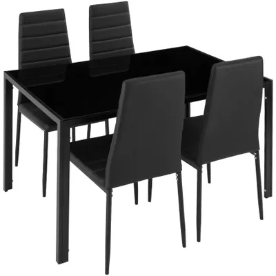 Produktbild von tectake® Esszimmergruppe Berlin 5-teilig gepolstert mit Kunstlederbezug