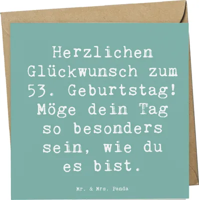 Produktbild von Mr. & Mrs. Panda Grußkarte Spruch 53. Geburtstag - Meeresbrise - Geschenk, Glückwunschkarte, Happy Birthday, anlasskarte, Freude machen, Klappkarte, Lebensabschnitt