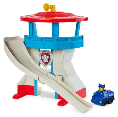 Produktbild von Paw Patrol Mini Hauptquartier Kontrollturm mit Fahrzeugstartrampe und Chase-Fahrzeug 1:55 - Spielset 3+ Jahre