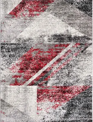 Produktbild von Teppich kurzflor Geometrisches in Rot Grau Leinwand Optik Meliert für Wohnzimmer, schlafzimmer, Maße:120x170 cm