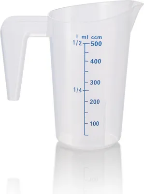 Produktbild von Messbecher, Ø 10 cm, 0,5 ltr., mit 50 ml Skalierung, Polypropylen