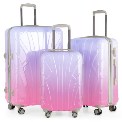 Image de Suitline - Set de 3 valises à roulettes valise rigide 4 roulettes trolley bagage à main et bagage à main valise extensible Travel Luggage Set de bagages Hardcase ABS, TSA,Sakura
